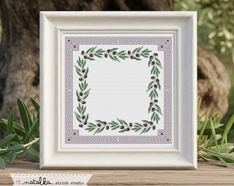 Borduurpatroon olijf servet: Grieks ornament DIY (pdf-patroon)