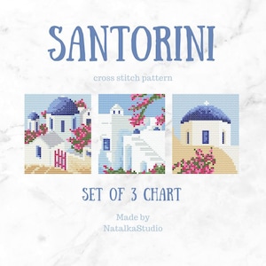 Ensemble de 3 points de croix de Santorin, Grèce, point de croix compté Desing easy
