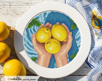 Lemon - PDF Cross Stitch Pattern - Cute, Colorful, Kitchen Decor