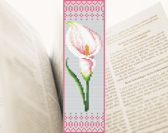 Bookmark cross stitch Calla lily embroidery Flower cross stitch Easy small pattern PDF Book lover gift