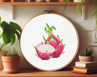 Dragon Fruit Cross Stitch Pattern: Exotic Tropical Embroidery