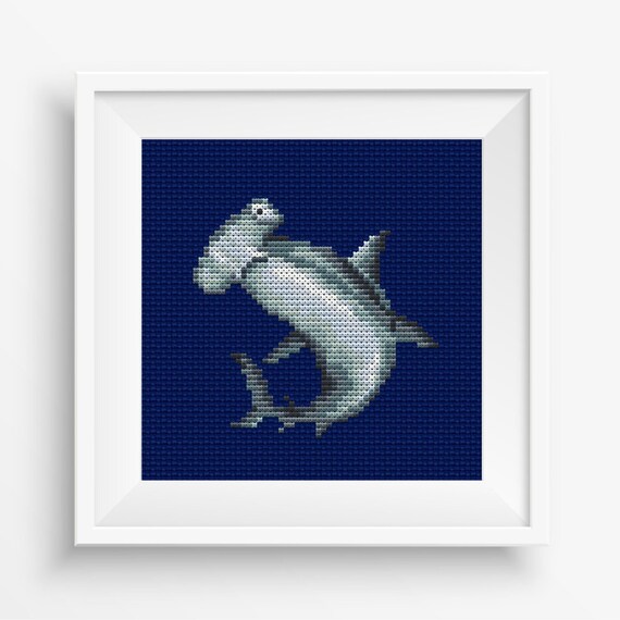 ◆はっぴリス◆ Hammer Shark Cross Stitch Pattern, PDF Pattern, Beginners