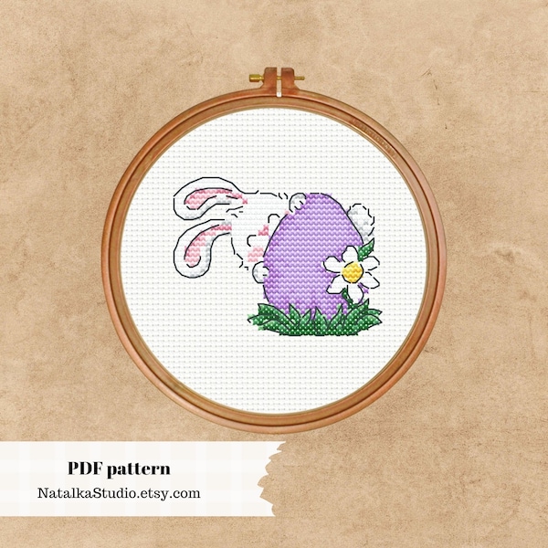 Easter bunnu cross stitch pattern PDF Rabbit embroidery Spring cross stitch Easter egg pattern