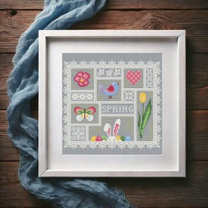 Spring Sampler Cross Stitch Pattern: Easter Primitive Embroidery - Etsy