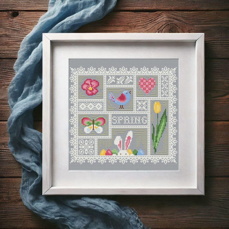 Spring Sampler Cross Stitch Pattern: Easter Primitive Embroidery - Etsy
