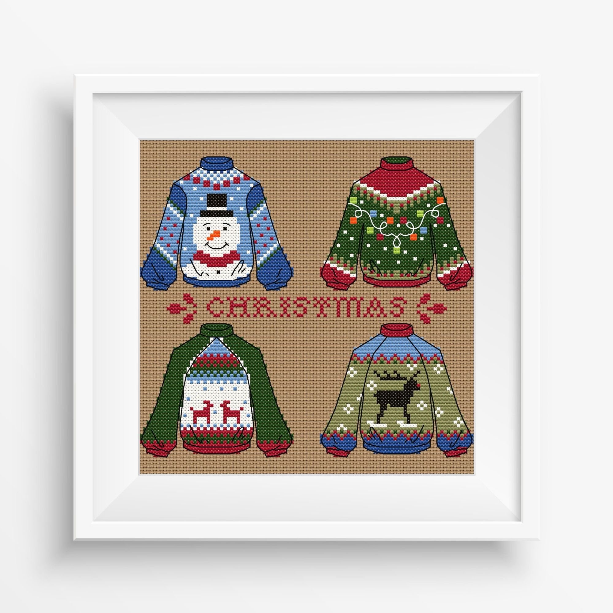 Ugly Christmas Sweaters Cross Stitch Pattern PDF Winter Decor Christmas ...