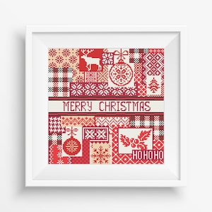 Merry Christmass Sampler Cross Stitch Pattern PDF+SAGA Winter Embroidery Christmas pillow ornament cross stitch Punto de cruz patron