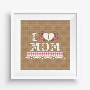 MAMÁ Patrón punto de cruz PDF, Patrón de bordado día de las madres, Regalo punto de cruz para madre, Punto de cruz madre Patrón pequeño fácil