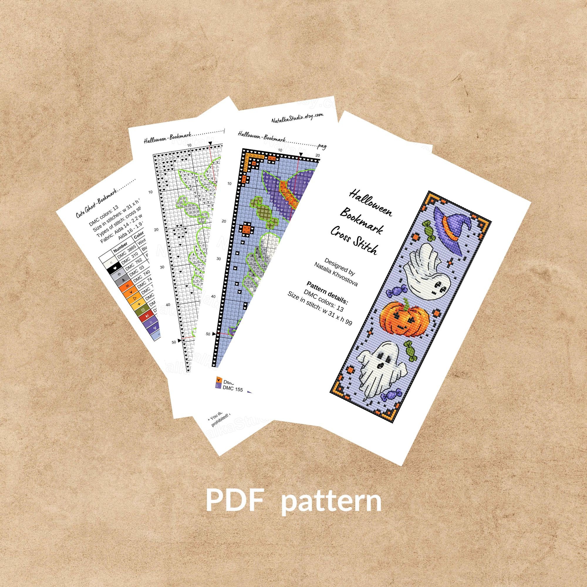 Halloween Bookmark Cross Stitch Pattern: Witchy Embroidery - Etsy