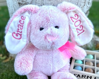 Personalized stuffed animal bunny, new baby gift,personalized baby keepsake,easter gift, memorial gift,easter basket, easter personalized