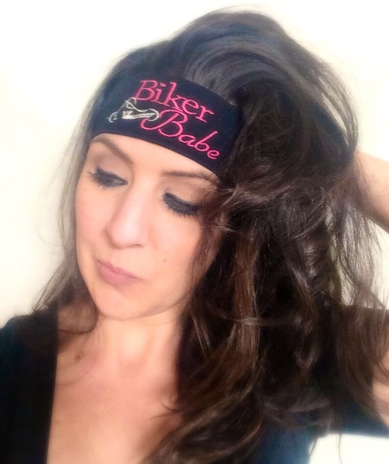 Biker Babe Fashion Embroidered Headband Biker Girl Biker Etsy