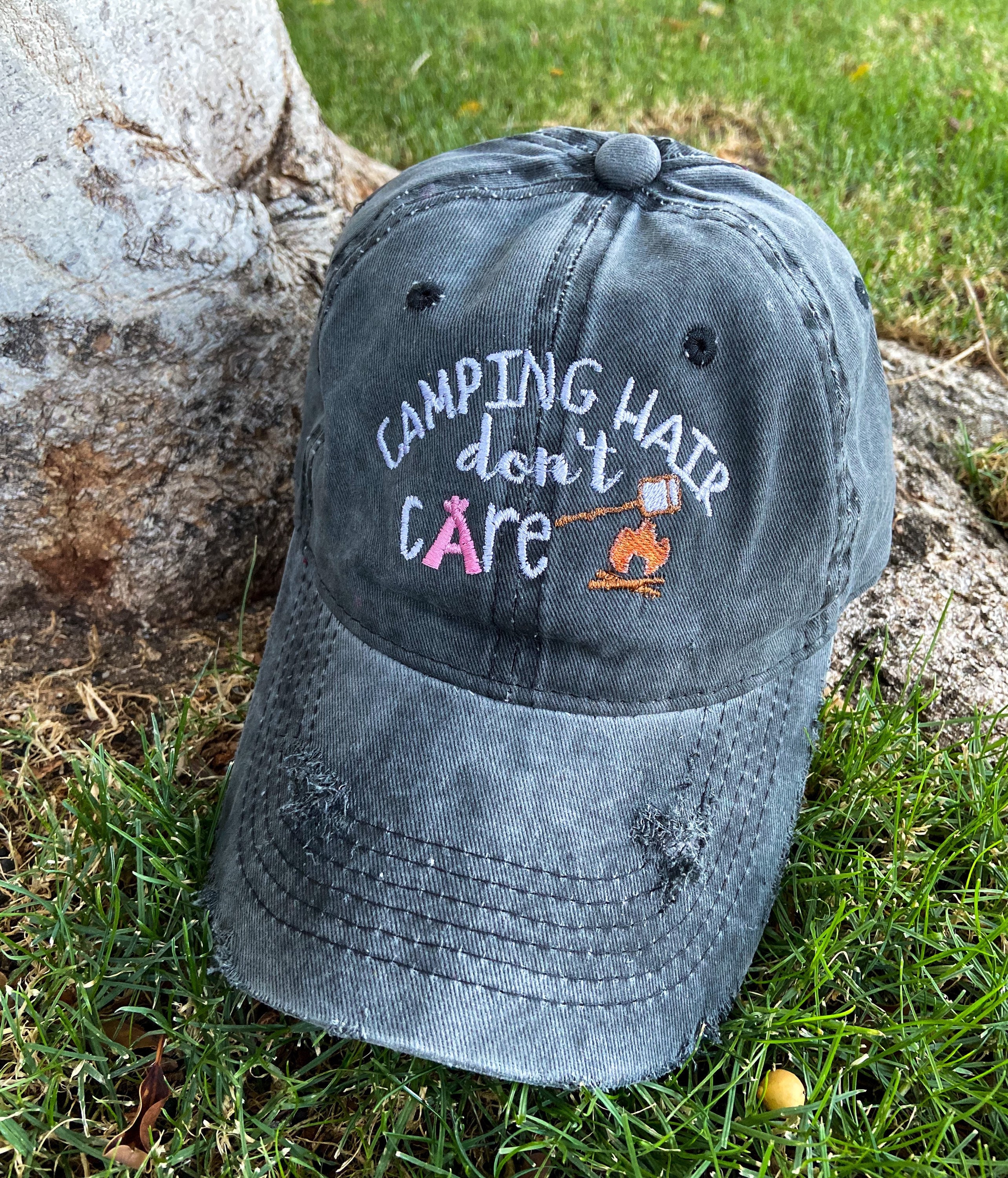 Distressed Hat Cute Camping Hat 
