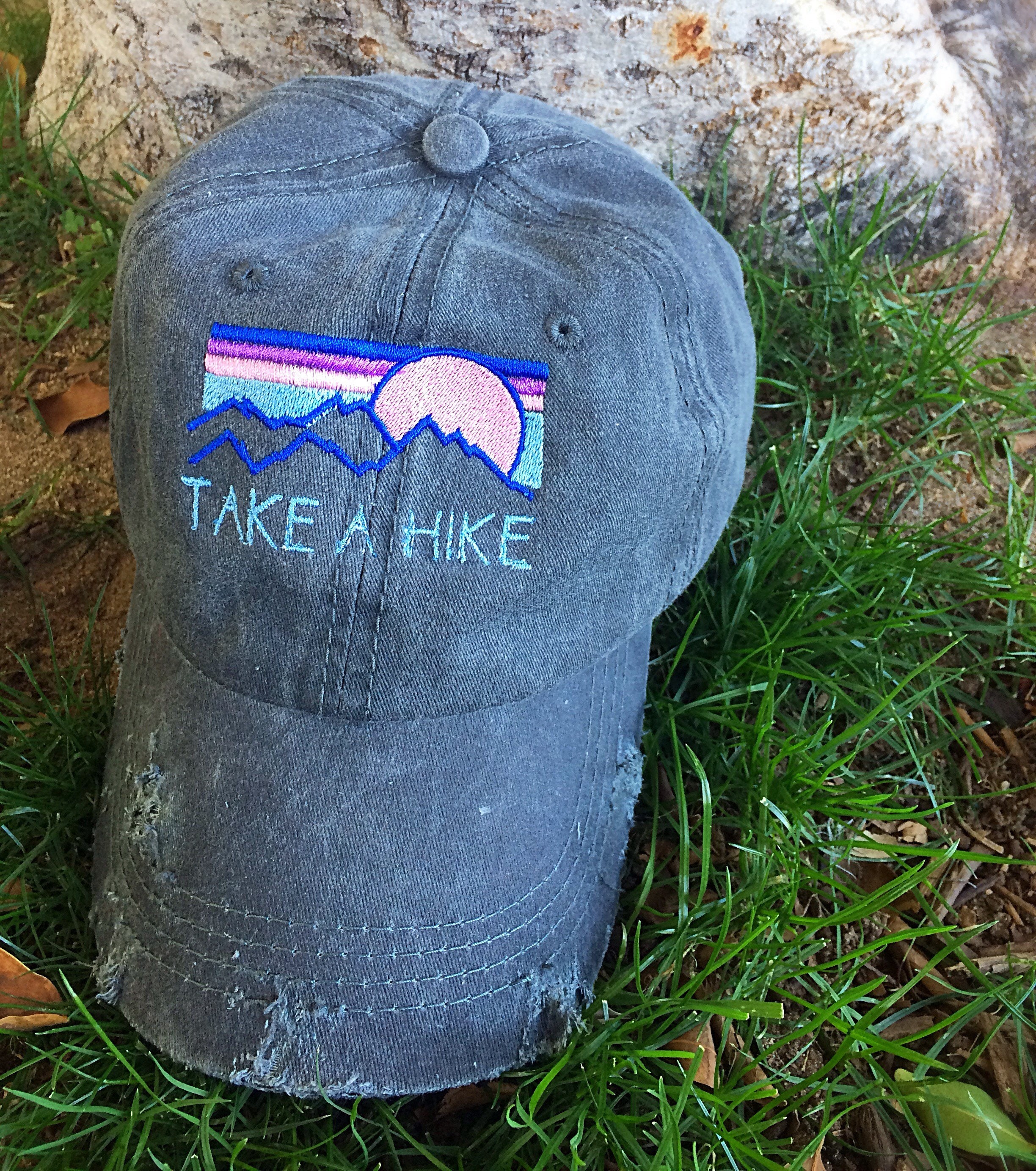 Take A Hike distressed hat herringbone hat women's Etsy