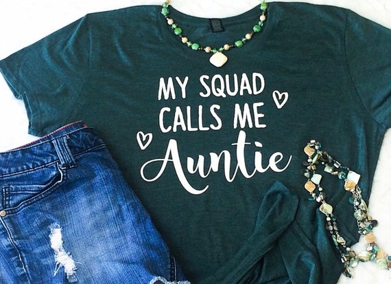 My Squad Calls Me Auntie with Heart Image T-Shirt for Women