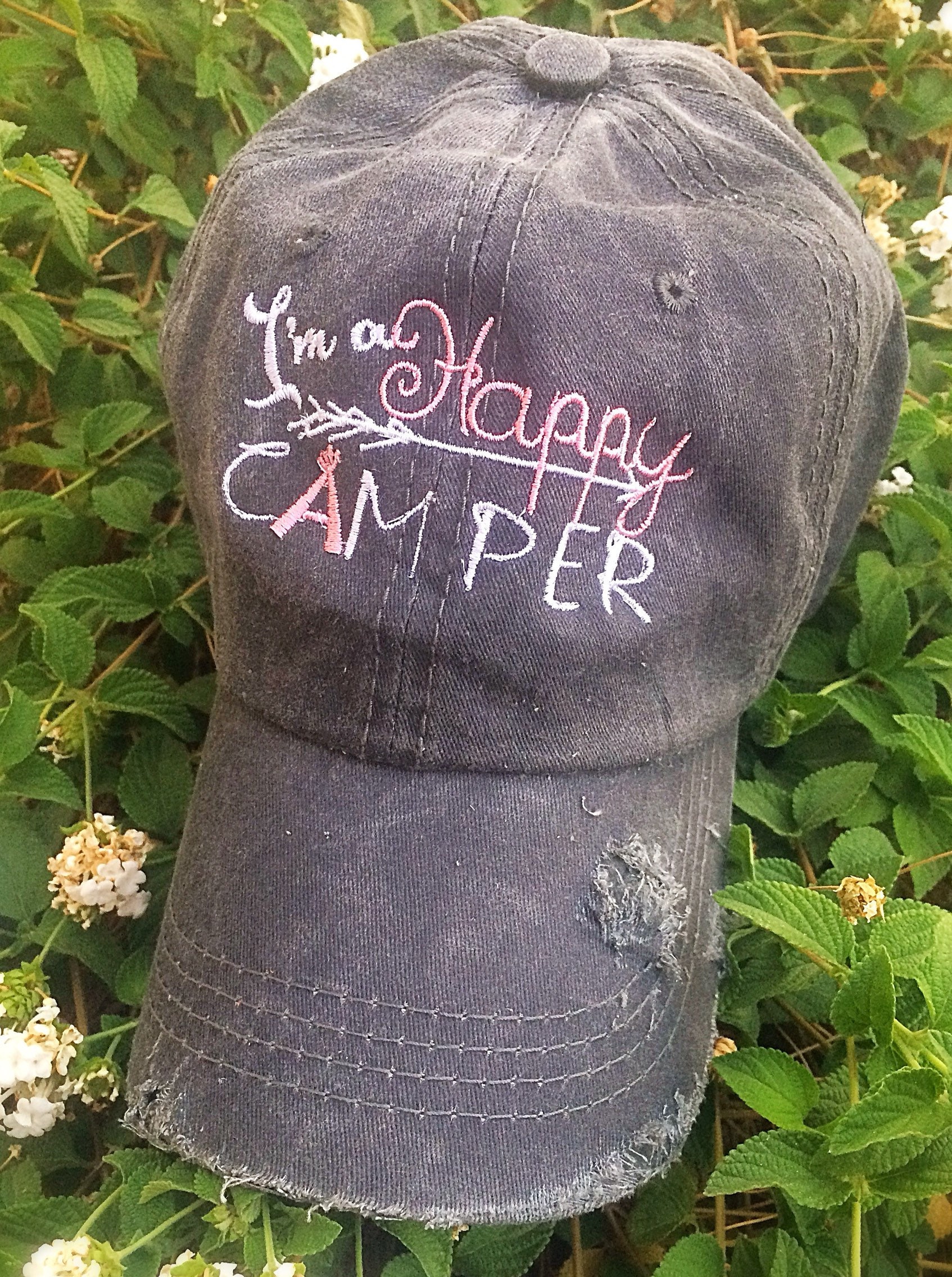 Im A Happy Camper Distressed Hat 