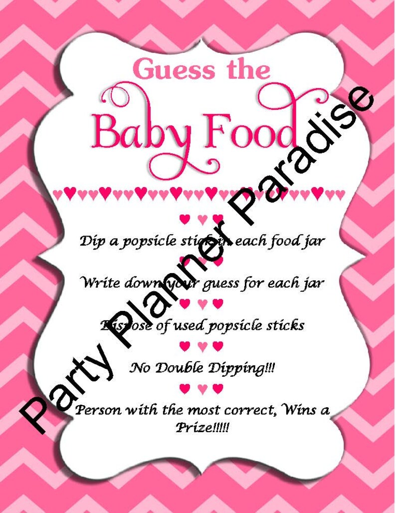 Baby Shower Baby Food Game with instructions and guessing Etsy