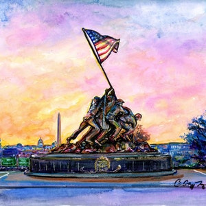 Iwo Jima Marine Corps War Memorial Arlington Cemetery Art by Cris Clapp Logan