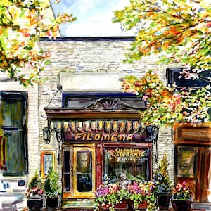 DC Restaurant Filomena in the fall  Gicleé print by Cris Clapp Logan.