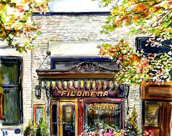 DC Restaurant Filomena in the fall  Gicleé print by Cris Clapp Logan.