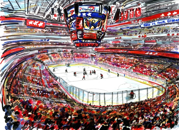 Capital One Arena Print, Artist Drawn Hockey Arena, Washington Capitals  Hockey – fine-art-print – 8-x-8