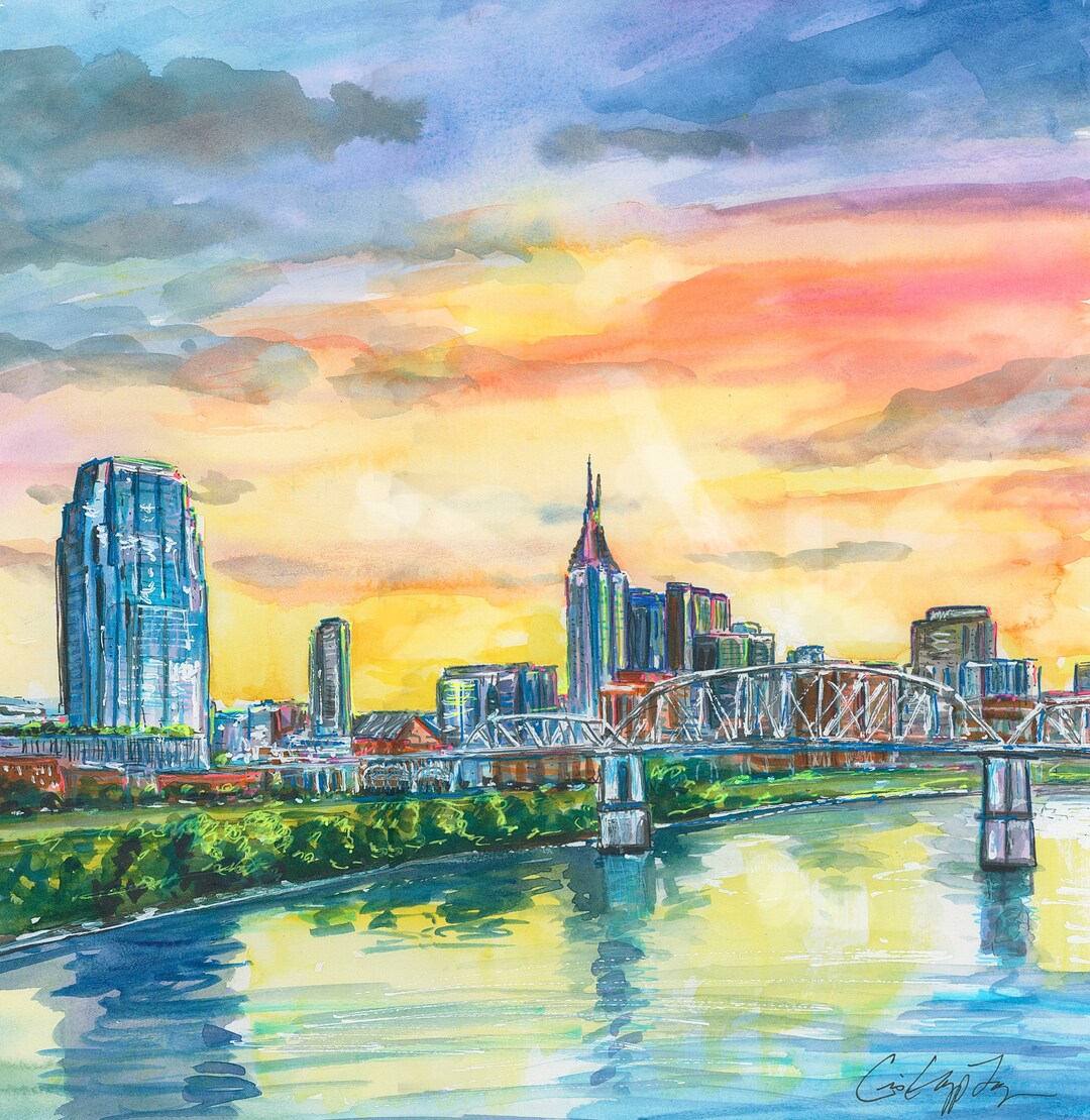 Gicleé Print of Nashville at Sunrise to Benefit the Victim Families of