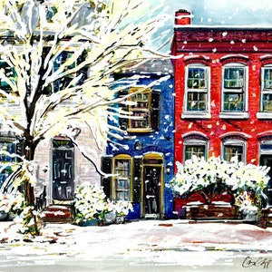 Snowy Spite House in Old Town Alexandria Gicleé Print by Cris Clapp Logan