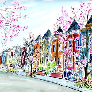 Washington DC Capitol Hill Neighborhood Illustration by Cris Logan Art