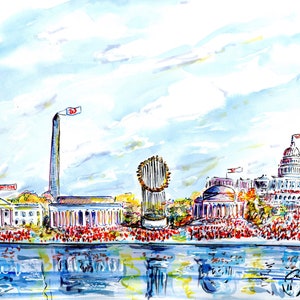 Washington DC  Nationals Commissioner's Trophy Skyline Parade Day Illustration