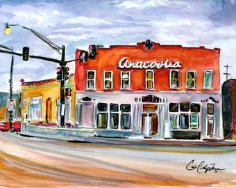 Historic Anacostia Watercolor and Mixed Media Print by Washington DC Artist Cris Clapp Logan
