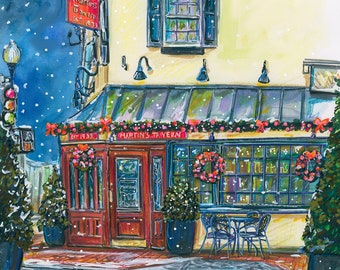 Historic Martin's Tavern Washington D.C. Restaurant in Snow by Cris Clapp Logan