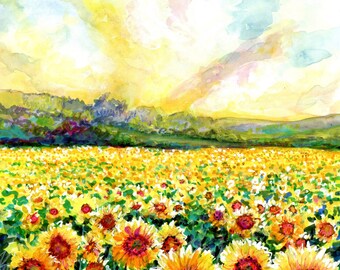 Sunflower Field in Ukraine Gicleé Print benefitting Save the Children by Cris Clapp Logan