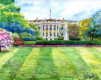 White House South Lawn at Spring by Cris Clapp Logan