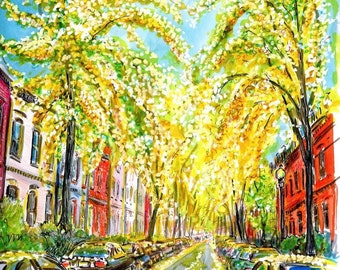 Swann Street DC Gingko Tree Gicleé Print by artist Cris Clapp Logan