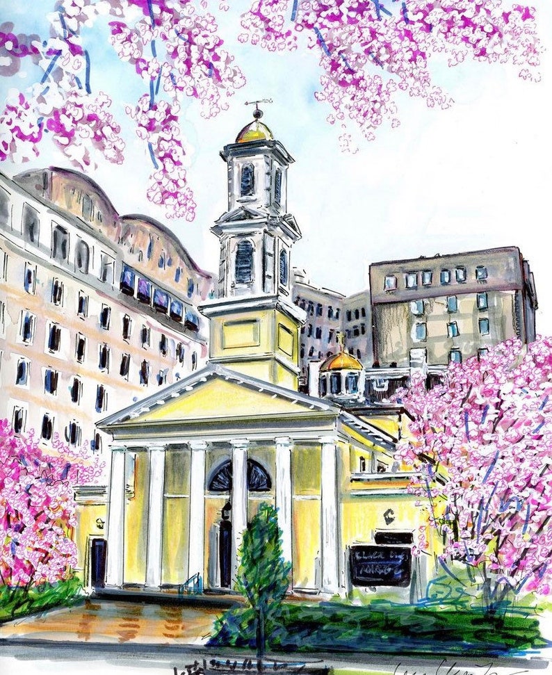 Washington DCs St. Johns Church by Cris Clapp Logan Original Illustration image 1