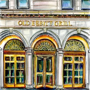 Old Ebbitt Grill Giclee Print Washington D.C. illustration by Cris Clapp Logan