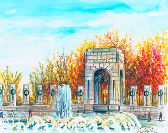 World War II Memorial Original Mixed Media Art by Cris Clapp Logan