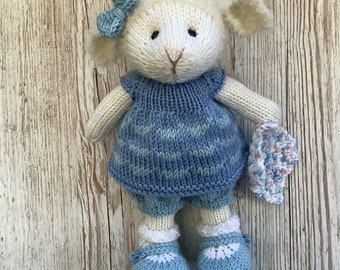 Hand knitted lamb. Knitted sheep, girls gift, Easter gift