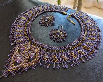 Ukrainian jewelry. Wonderful beaded set "Constellation" (necklace and earrings ).Ukrainian handwork. Birthday present