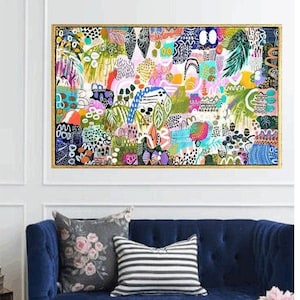 30&quot;x60&quot; inches abstract painting, colorful original hand-painted art, large painting on canvas, modern abstract art, by Sophie Vanderfeld