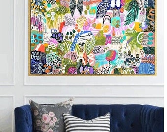 30"x60" cali abstrakcyjny obraz, kolorowa oryginalna ręcznie malowana sztuka, duży obraz na płótnie, nowoczesna sztuka abstrakcyjna, autorstwa Sophie Vanderfeld