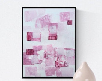 Abstract painting, rosa, Original painting, white, Wall Art