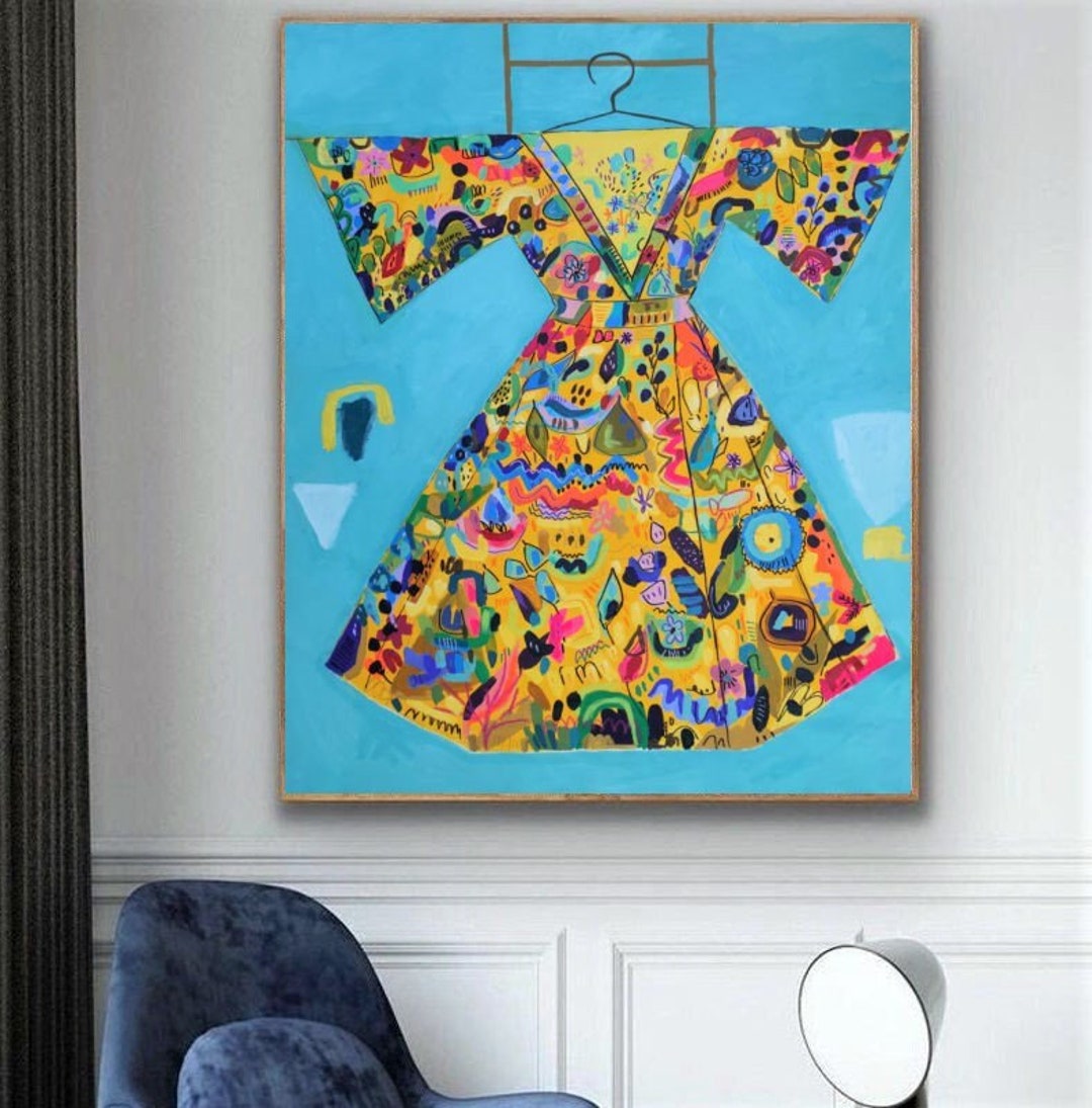 50 Floral Dress Painting Large Original Artwork Hippie Summer Painting