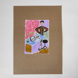 Dipinto originale 8"x12" pollici su carta per artisti marrone di Sophie Vanderfeld