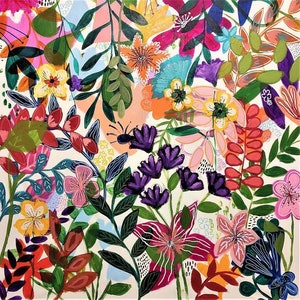 40&quot;x40&quot; inches original floral painting, acrylic painting on canvas by Sophie Vanderfeld