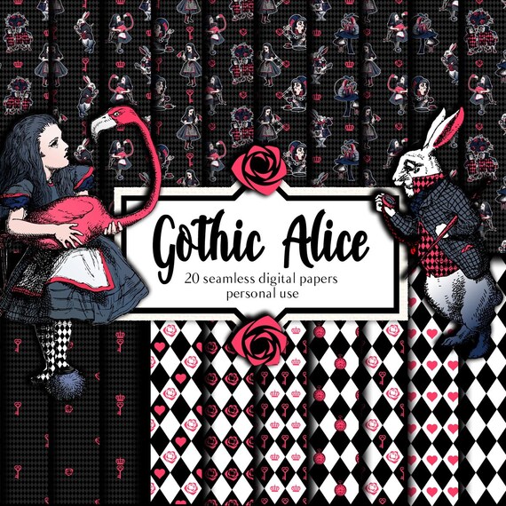 Download Gothic Alice Digital Paper Download Wonderland High Res Etsy