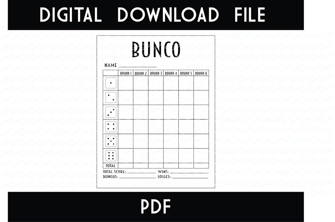 Bunco Score Card Printable - Instant Download - PDF - Etsy