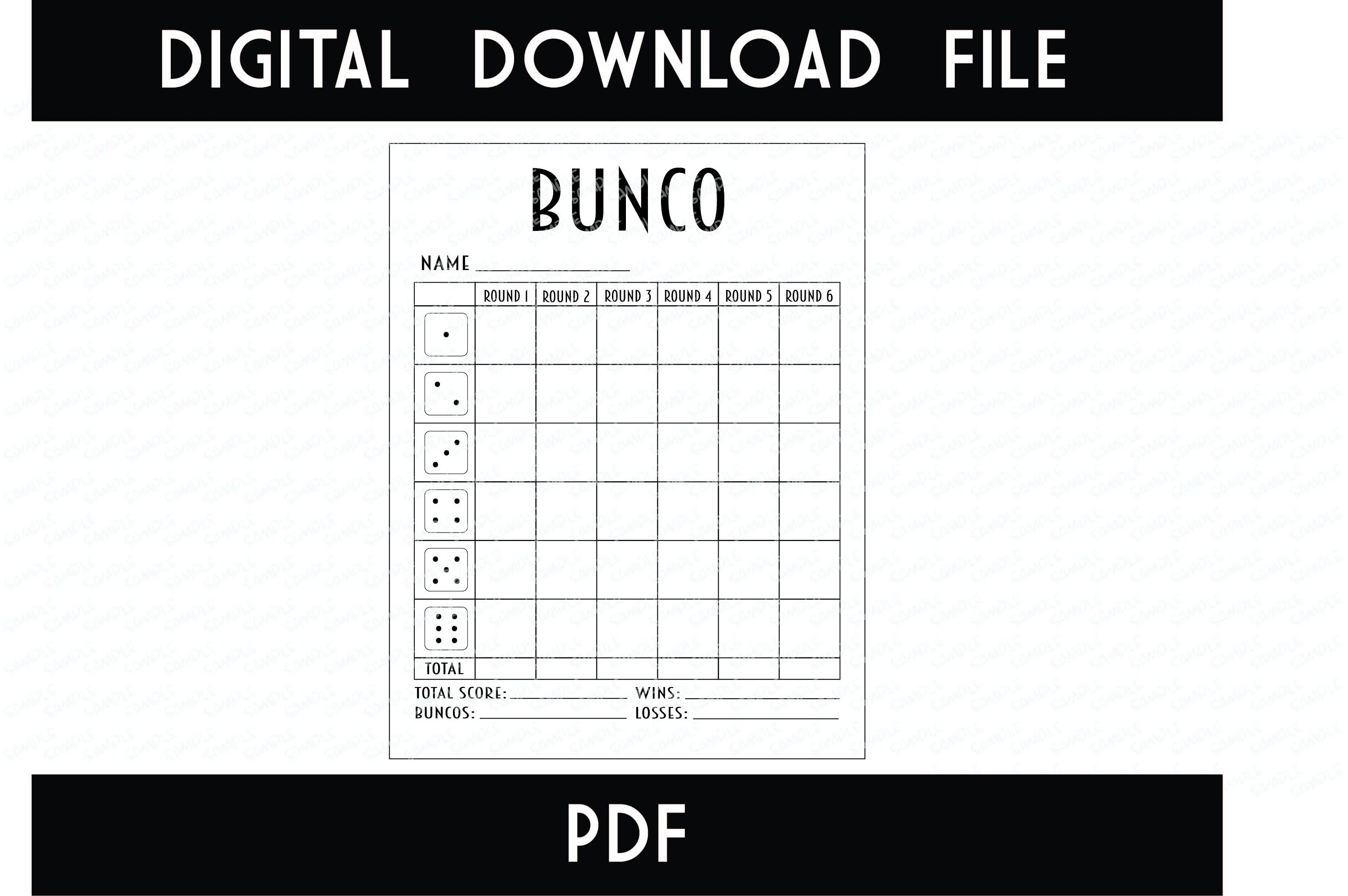 Bunco Score Card Printable - Instant Download - PDF - Etsy