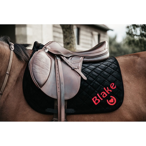 Personalised Saddle Pad / Saddle Cloth / Numnah. Embroidered both sides. Horse / Pony / Cob / Full