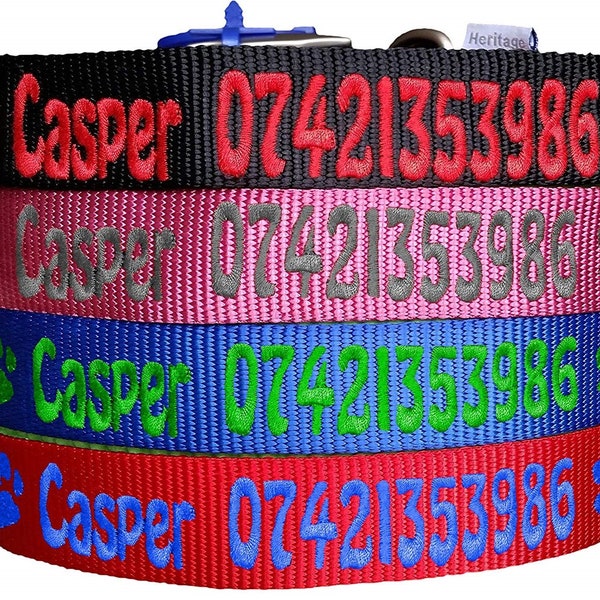 Personalised Dog Collar Personalised Name & Phone Number Dog Collar Pink Blue Red Black Purple Personalisation ID Collar Small Medium Large