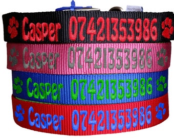 Personalised Dog Collar. Personalised Name & Phone Number Dog Collar Pink Blue Red Black FREE Personalisation ID Collar xxs xs x m l xl